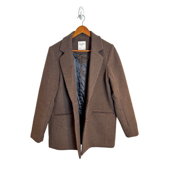 SOLD ‼️ Abercrombie & Fitch Houndstooth Wool Blend Heavyweight Double Button - Picture 4 of 7
